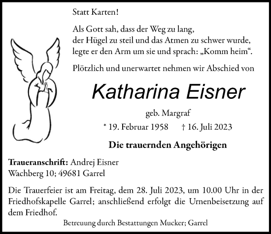 Anzeige von Katharina Eisner von OM-Medien