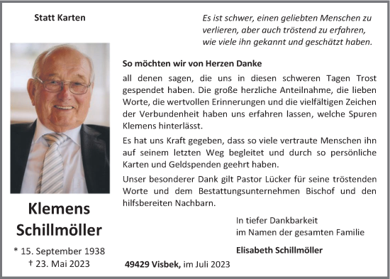 Anzeige von Klemens Schillmöller von OM-Medien