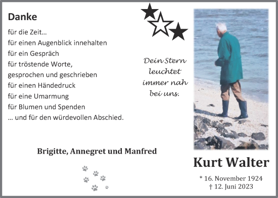 Anzeige von Kurt Walter von OM-Medien