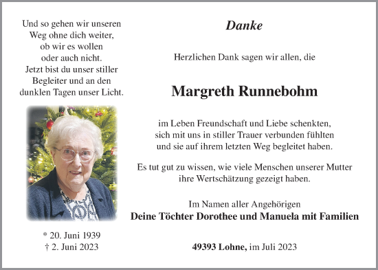 Anzeige von Margreth Runnebohm von OM-Medien