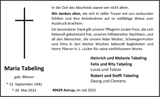 Anzeige von Maria Tabeling von OM-Medien