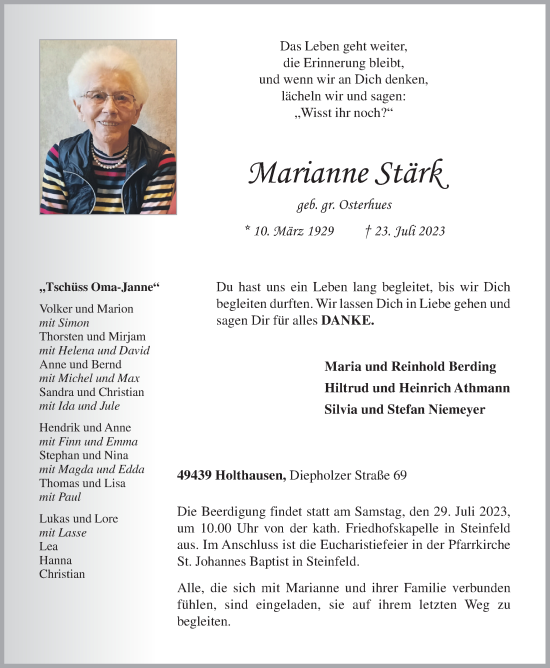 Anzeige von Marianne Stärk von OM-Medien
