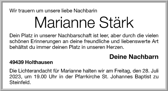 Anzeige von Marianne Stärk von OM-Medien
