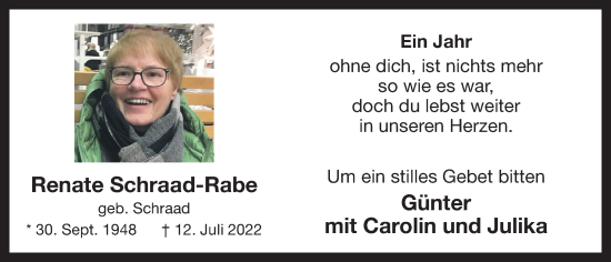 Anzeige von Renate Schraad-Rabe von OM-Medien