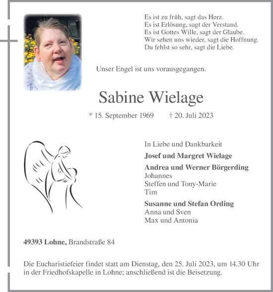 Anzeige von Sabine Wielage von OM-Medien