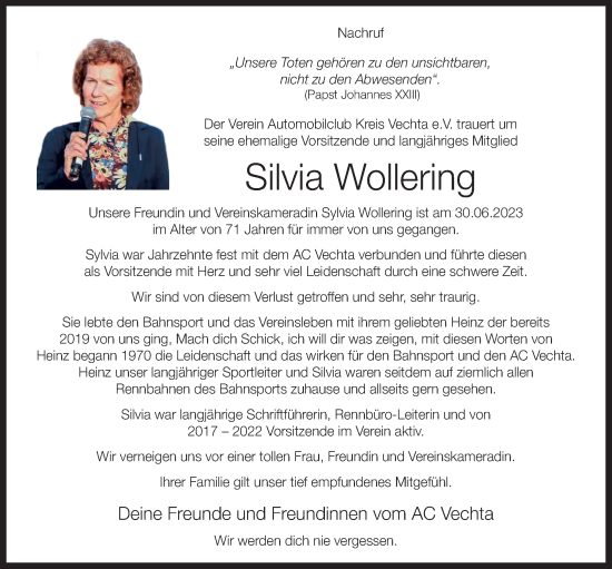 Anzeige von Silvia Wollering von OM-Medien
