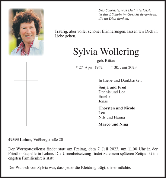 Anzeige von Sylvia Wollering von OM-Medien