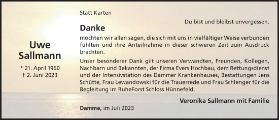 Anzeige von Uwe Sallmann von OM-Medien