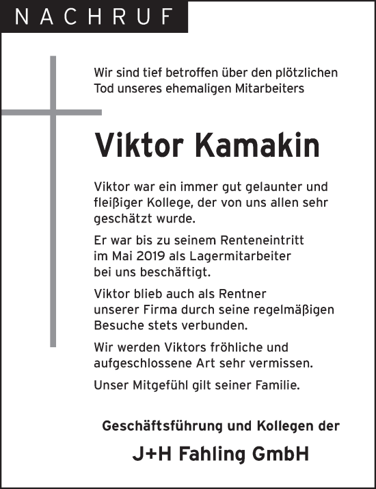 Anzeige von Viktor Kamakin von OM-Medien