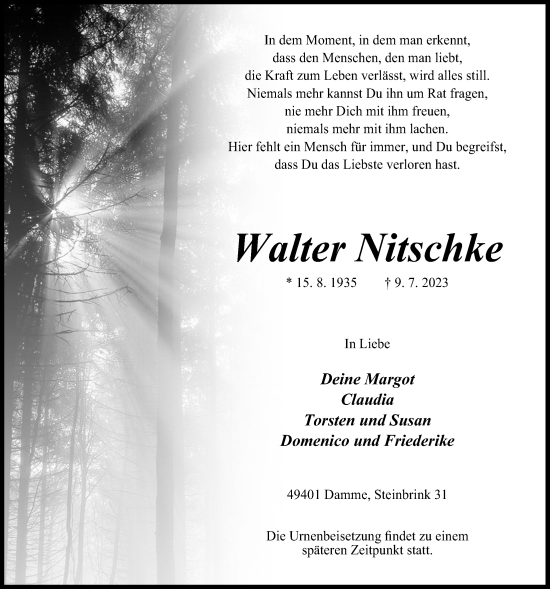 Anzeige von Walter Nitschke von OM-Medien