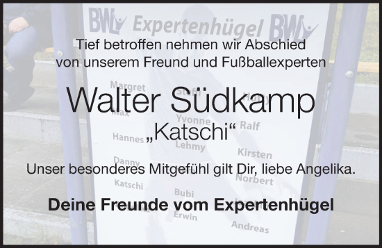 Anzeige von Walter Südkamp von OM-Medien