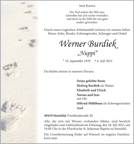Anzeige von Werner Burdiek von OM-Medien