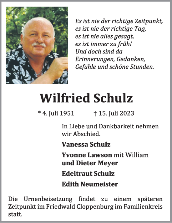 Anzeige von Wilfried Schulz von OM-Medien