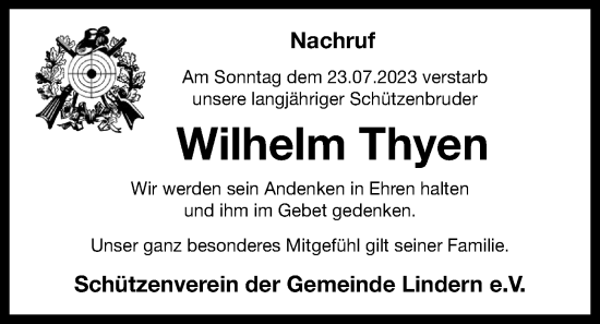 Anzeige von Wilhelm Thyen von OM-Medien