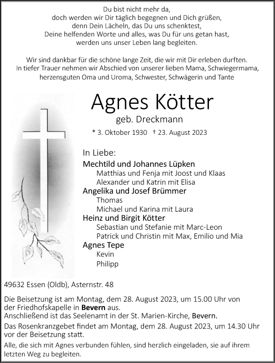 Anzeige von Agnes Kötter von OM-Medien