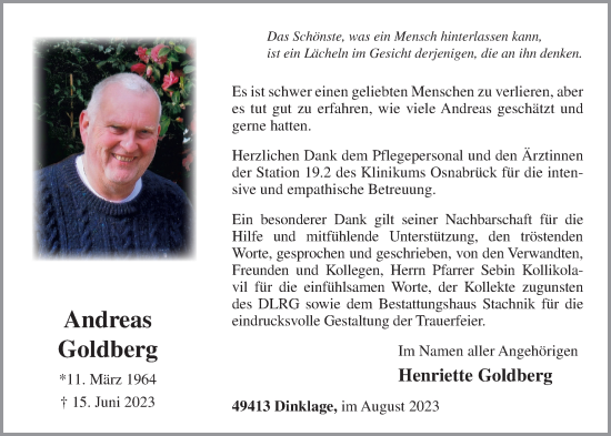 Anzeige von Andreas Goldberg von OM-Medien