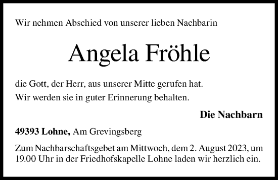 Anzeige von Angela Fröhle von OM-Medien