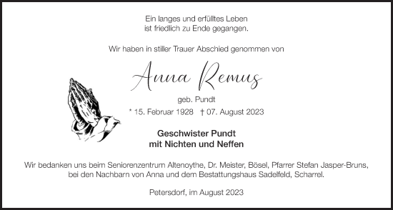 Anzeige von Anna Remus von OM-Medien