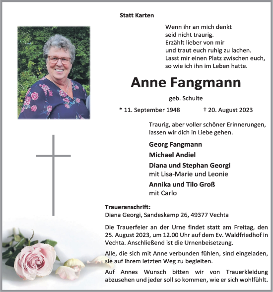 Anzeige von Anne Fangmann von OM-Medien