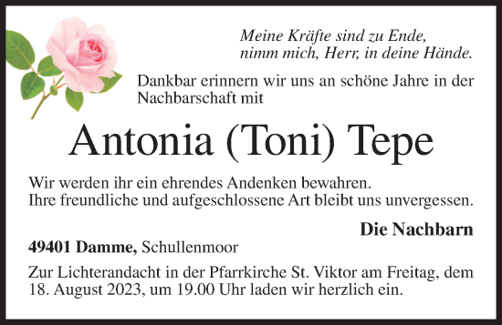 Anzeige von Antonia Tepe von OM-Medien