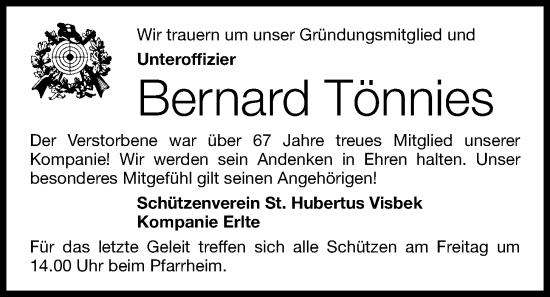 Anzeige von Bernard Tönnies von OM-Medien