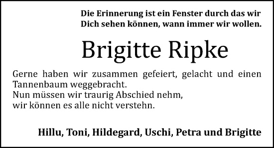 Anzeige von Brigitte Ripke von OM-Medien