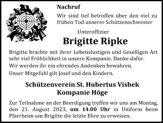 Anzeige von Brigitte Ripke von OM-Medien