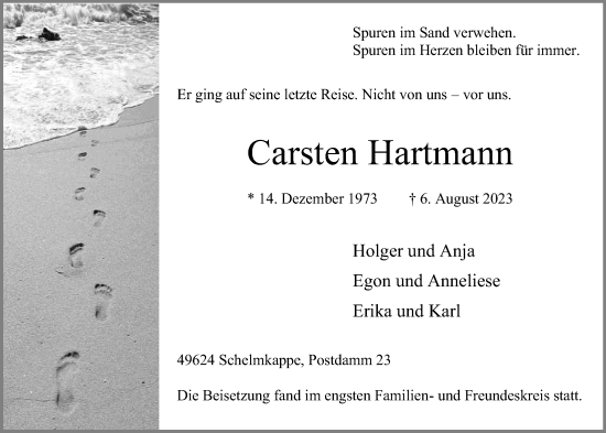 Anzeige von Carsten Hartmann von OM-Medien