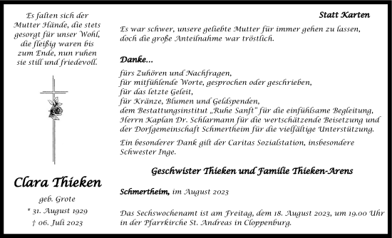 Anzeige von Clara Thieken von OM-Medien