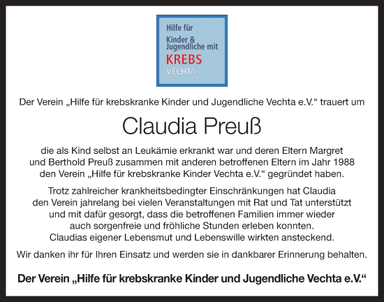 Anzeige von Claudia Preuß von OM-Medien