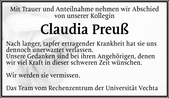 Anzeige von Claudia Preuß von OM-Medien