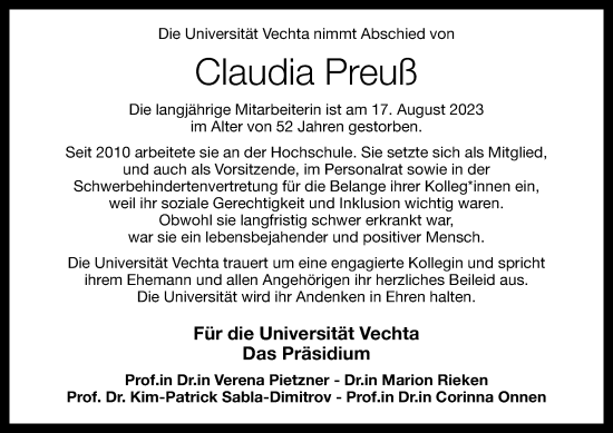 Anzeige von Claudia Preuß von OM-Medien