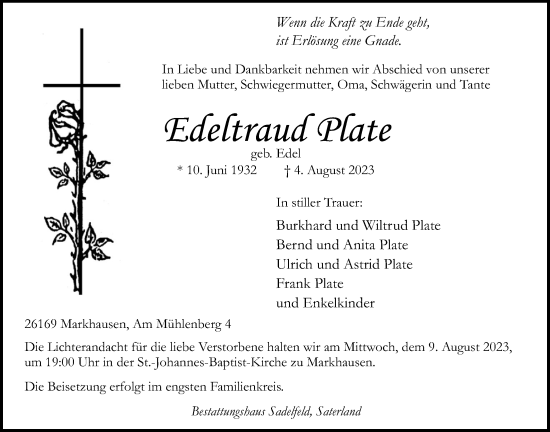 Anzeige von Eddeltraud Plate von OM-Medien