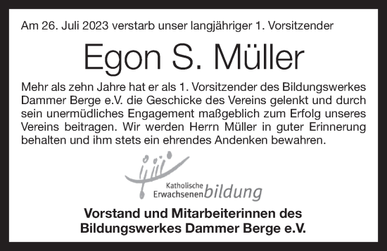 Anzeige von Egon S. Müller von OM-Medien