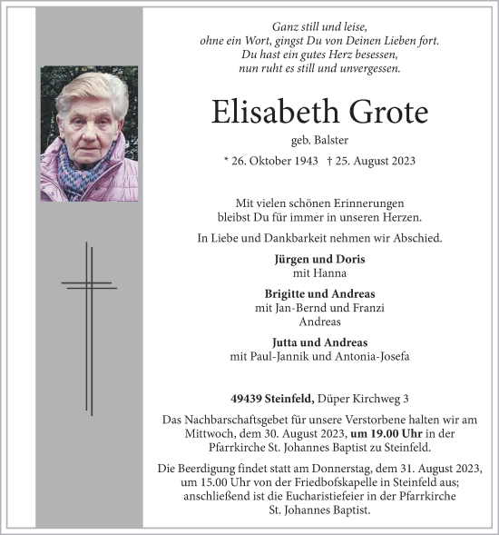 Anzeige von Elisabeth Grote von OM-Medien