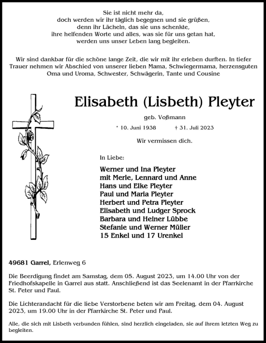 Anzeige von Elisabeth Pleyter von OM-Medien