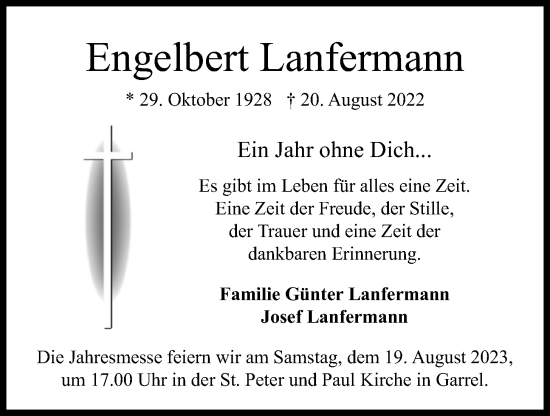 Anzeige von Engelbert Lanfermann von OM-Medien