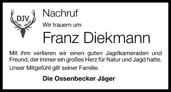 Anzeige von Franz Diekmann von OM-Medien