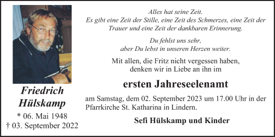 Anzeige von Friedrich Hülskamp von OM-Medien