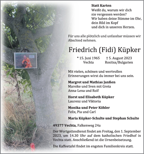 Anzeige von Friedrich Küpker von OM-Medien