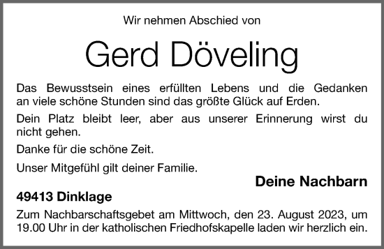 Anzeige von Gerd Döveling von OM-Medien