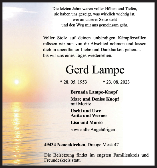 Anzeige von Gerd Lampe von OM-Medien