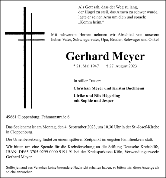 Anzeige von Gerhard Meyer von OM-Medien