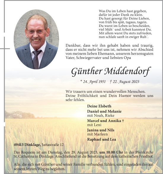 Anzeige von Günther Middendorf von OM-Medien