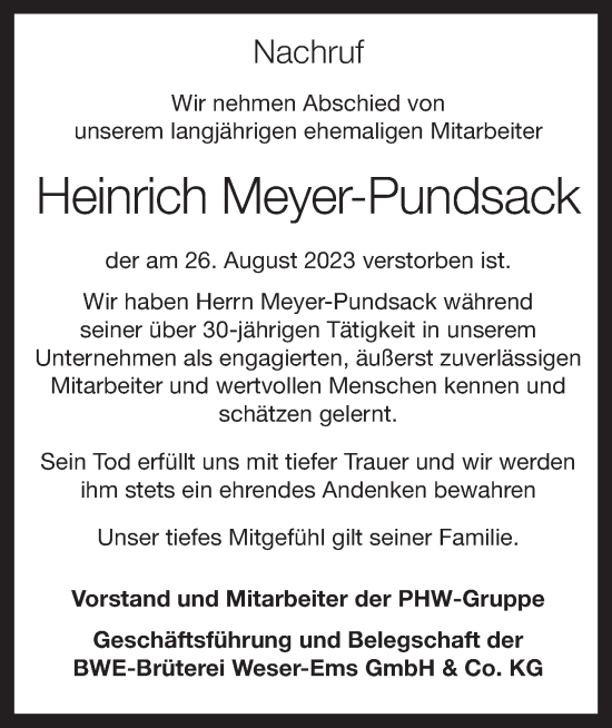 Anzeige von Heinrich Meyer-Pundsack von OM-Medien