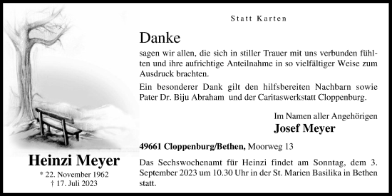 Anzeige von Heinzi Meyer von OM-Medien