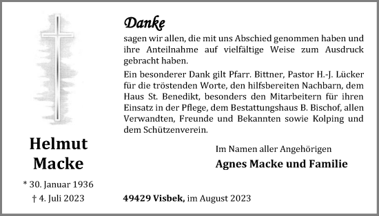 Anzeige von Helmut Macke von OM-Medien