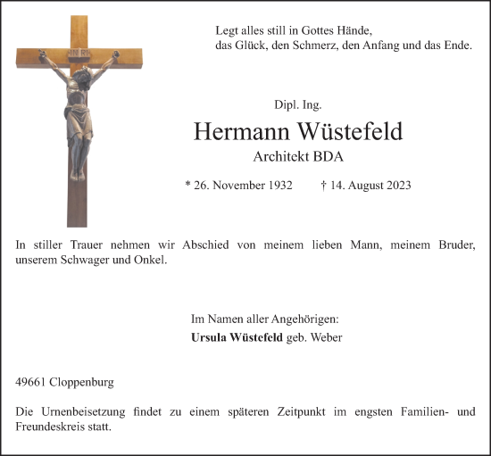 Anzeige von Hermann Wüstefeld von OM-Medien