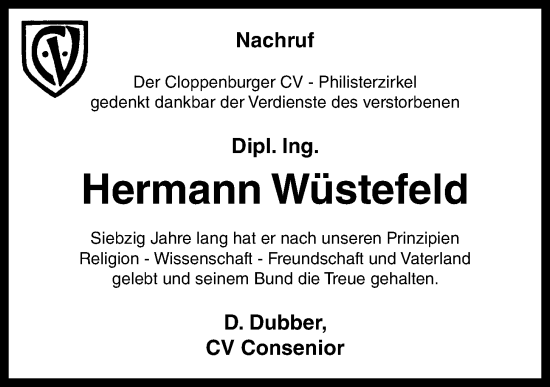 Anzeige von Hermann Wüstefeld von OM-Medien