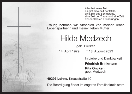 Anzeige von Hilda Medzech von OM-Medien